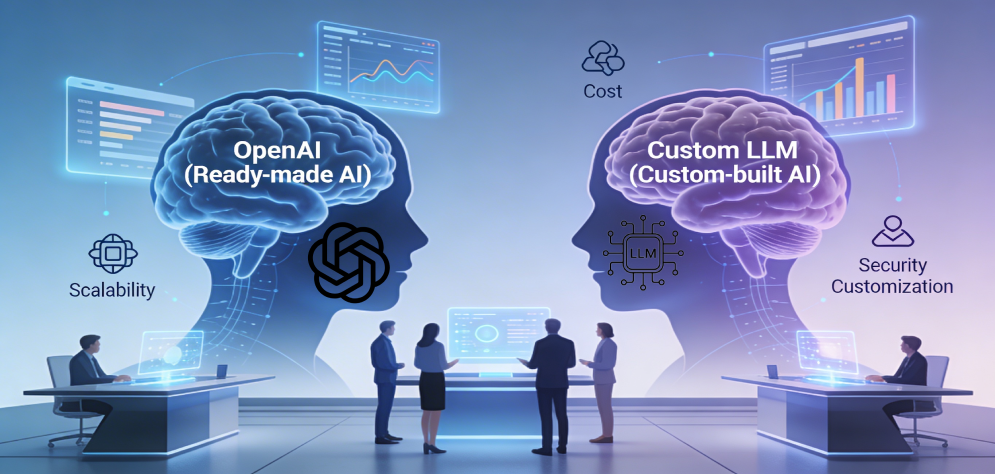 OpenAI VS Custom LLM Which is Better for Your Business OpenAI VS Custom LLM Which is Better for Your Business